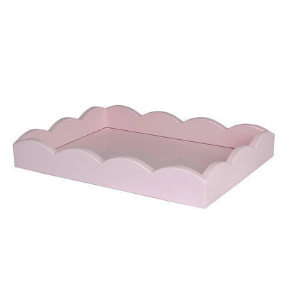 Lacquer Scalloped Ottoman Tray in Pale Pink - 11x8