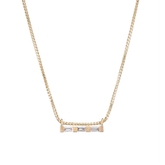 JKD N - 3 Baguette Necklace; 14kt YG