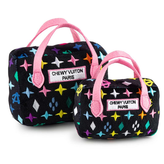 Black Monogram Chewy Vuiton Handbag Dog Toy - Small 4.5"