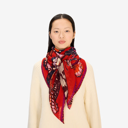 Square Scarf Etole 130 - Papillions - Red