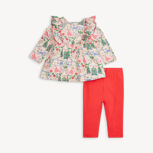 MAG Sugar Plum Dreams Ruffle Dress W/Leggings -