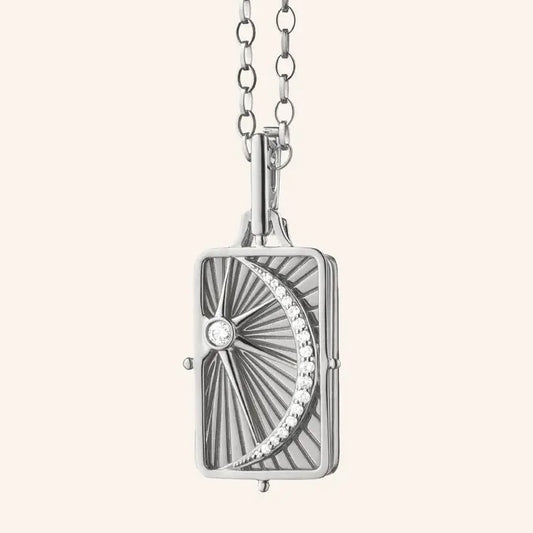 MRK Sun, Moon & Stars Sterling Silver Locket Necklace 32"
