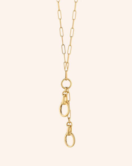 "DYO" Paperclip Link Charm Necklace with 2 Charm Stations - 18KYG - 18"