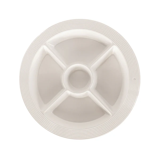 Melamine Divided Round Dish - Pinstripes