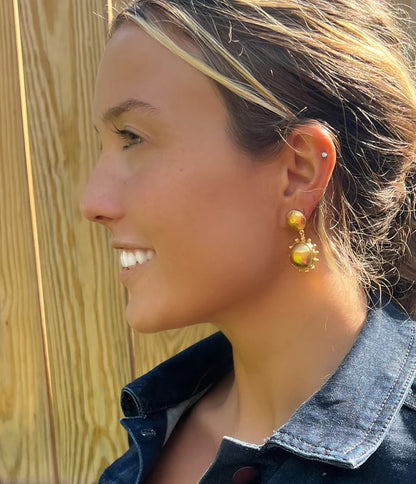 DMD E Double Pinwheel Drop Earrings - Large