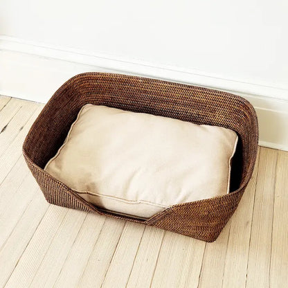 Mandalay Dog Bed with Cushion - Antique Brown - Small 26x19x9
