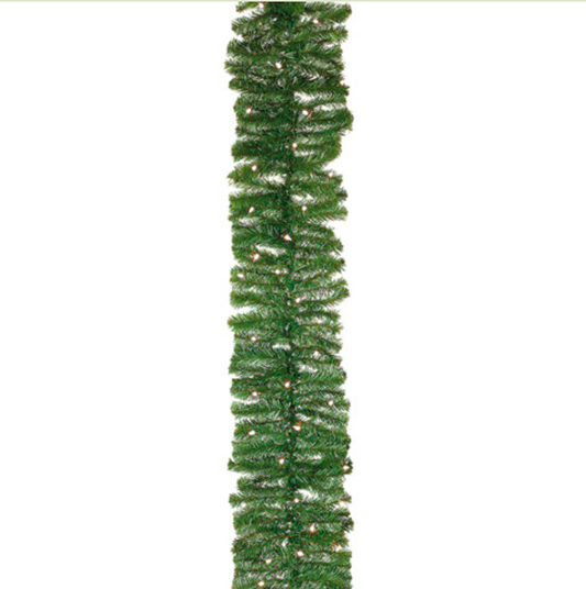 ASF Deluxe Windsor Pine Garland Clear Lights Green 9'