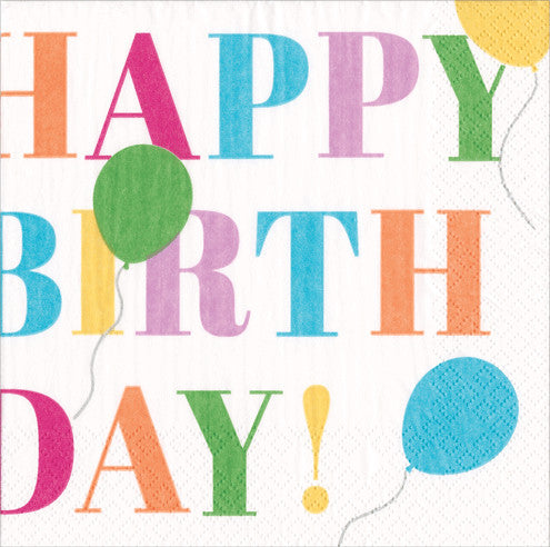 Birthday Surprise White Cocktail Napkin 12pk