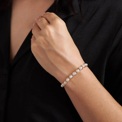 Natural Charm Bracelet - White Pearls