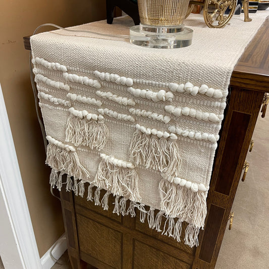 SRO Pom Pom Moroccan Runner Ivory 16" x 72"