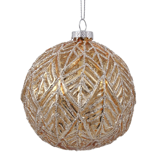 Glittery Leaf Ball - Gold