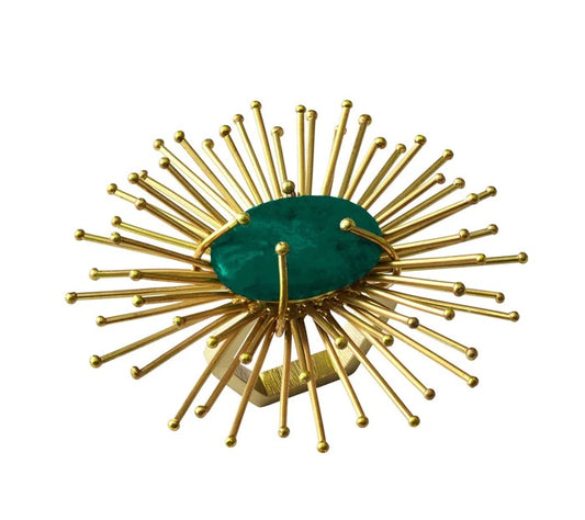 KSB Flare Napkin Ring in Gold & Emerald
