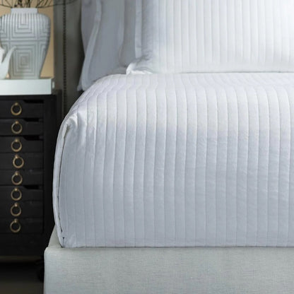 Aria Quilted Coverlet - White Matte Velvet - Queen 96x98