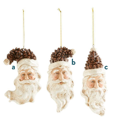 Single Pine Cone Santa Head Ornament