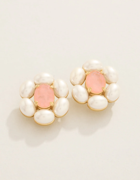 Mary Ann Stud Earrings - Pearl