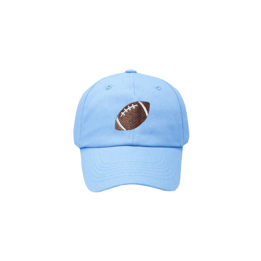 Blue Football Bow Baseball Hat - 0-2 YO