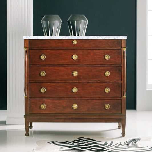 MHF Walnut Chest with Columns 46.25w x 22.25dx 45h