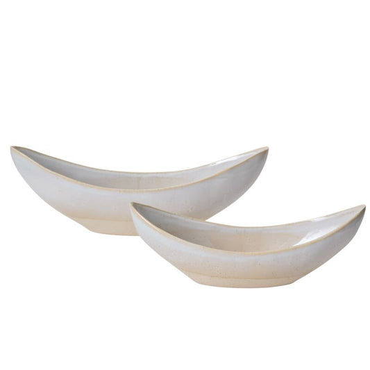 Carys Boat Vase - Off-White - 16.25 X 5.25" X 5.5"