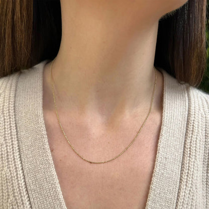 EFC N Gold Faceted Chain Necklace 20"-22" - 14KTYG