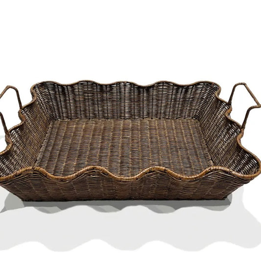 Large Scalloped Tray - Antique Brown