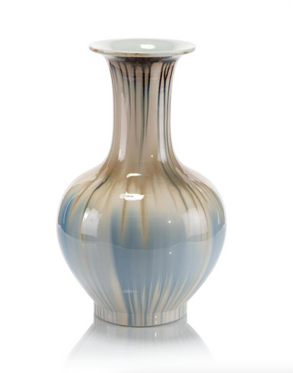 Hues of Earth and Blues Tall-Neck Vase