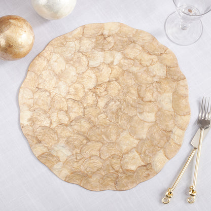 Scalloped Capiz Placemat - Champagne