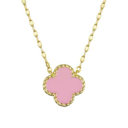 LYN Four Leaf Clover Necklace - Pink (579N-PK)