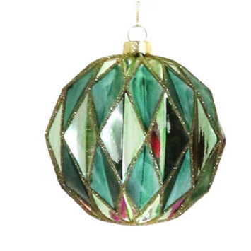 Midcentury Diamond Baubles Ornament - Teal/Gold