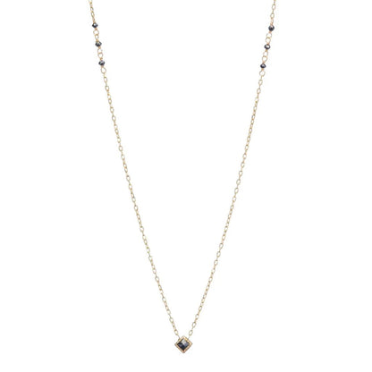 JKD N - Black Diamond Princess Cut Necklace; 14kt YG