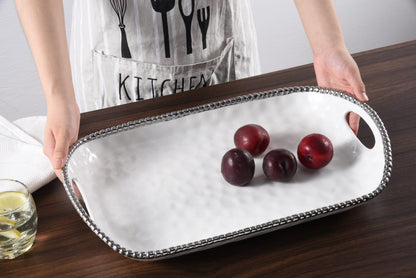 PPB Silver Salerno - Rectangle Tray with Handles (2702W)