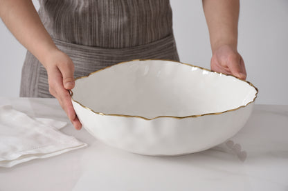 PPB Portofino - Large Bowl 12" - Gold Edge (0008WG)