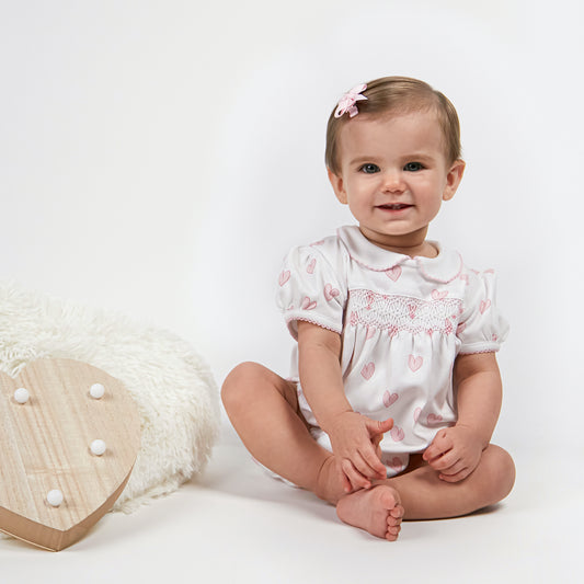 Heart Print - Smocked Bubble -