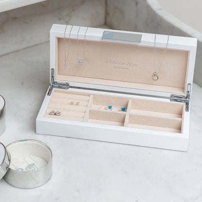 Jewelry Box with Silver Accents in White Lacquer