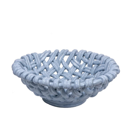 Hand Woven Ceramic Round Basket - Morning Sky 15"