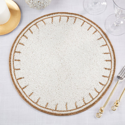 Ivory & Tan Glass Beaded Placemat