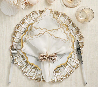 KSB Nautilus Beaded Placemat - Champagne & Gold