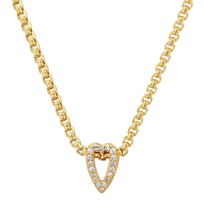 HRJ C Slide-On Mini Pave Heart - 14kt Yellow Gold