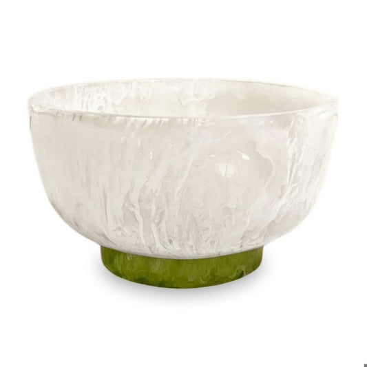 Rio Small Resin Bowl with Base - Green & White