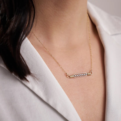Power of Prayer Necklace - Gold with Silver Beads