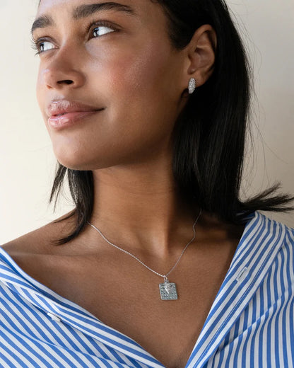 'She Is Fierce' Sterling Silver Necklace With Sapphire Hummingbird 18"
