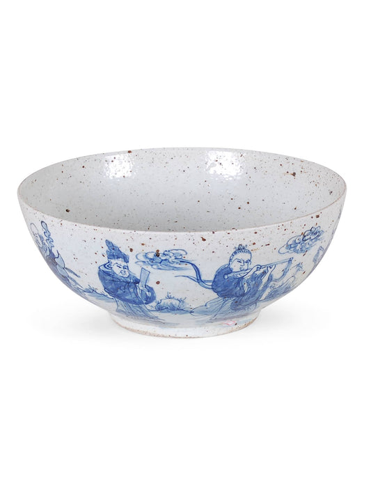 Blue & White Reproduction Bowl with Figures
