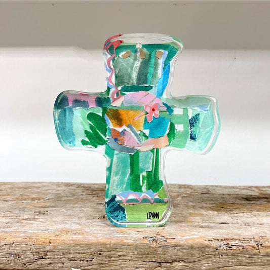 LDN Acrylic Everlasting Love Cross - Green 7"