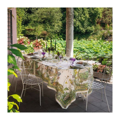 Bunny Garden Linen Tablecloth - Square - 67" X 67"