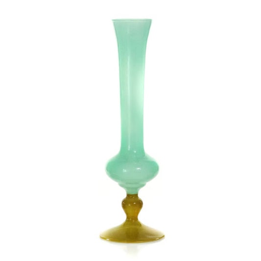 Colored Glass Vase - Aqua & Moss 9" - Shape C