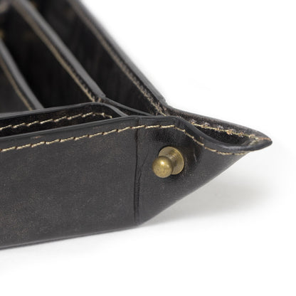 Derby Leather Tray - Black - Set of 3