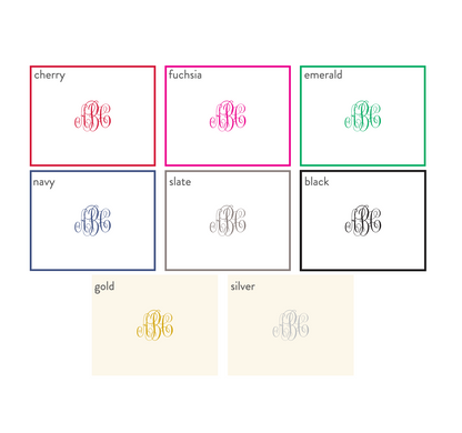 Personalized - Classic Monogram Note - Raised Ink with Border
