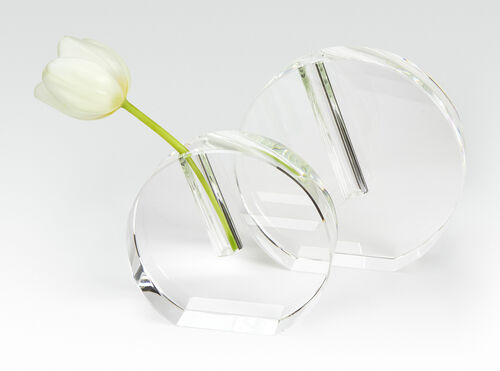 TZD Crystal Round Flat Bud Vase - Small