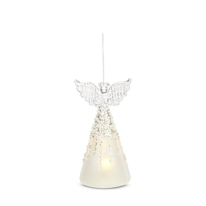 KKI Frosted & Beaded Glass LED Angel - 5.5"