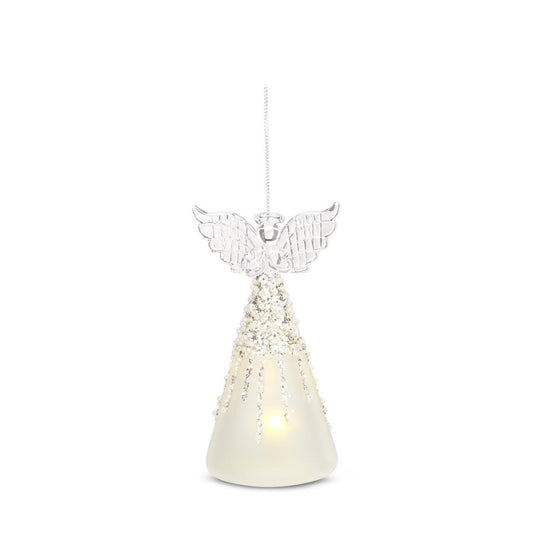 KKI Frosted & Beaded Glass LED Angel - 5.5"