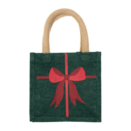 TRS Christmas Bow Petite Tote - DK GR/RD